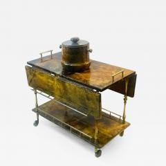 Aldo Tura MID CENTURY GOATSKIN BAR CART AND ICE BUCKET BY ALDO TURA - 2565760