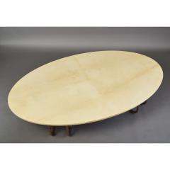 Aldo Tura Massive Oval Coffee Table in Parchment and Bronze by Aldo Tura Italy 1960s - 2343046