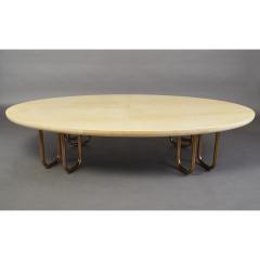 Aldo Tura Massive Oval Coffee Table in Parchment and Bronze by Aldo Tura Italy 1960s - 2343050