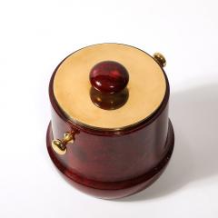 Aldo Tura Mid Century Ice Bucket in Oxblood Lacquered Goatskin Brass by Aldo Tura - 3752374