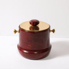 Aldo Tura Mid Century Ice Bucket in Oxblood Lacquered Goatskin Brass by Aldo Tura - 3752469