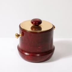 Aldo Tura Mid Century Ice Bucket in Oxblood Lacquered Goatskin Brass by Aldo Tura - 3752476