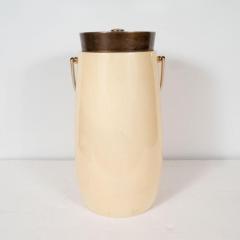 Aldo Tura Mid Century Modern Lacquered Goat Skin and Brass Ice Bucket by Aldo Tura - 1561004