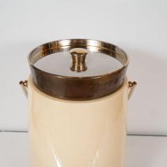 Aldo Tura Mid Century Modern Lacquered Goat Skin and Brass Ice Bucket by Aldo Tura - 1561005