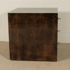 Aldo Tura Pair of Brown Dyed Goatskin Aldo Tura Small Tables w Drawers Italy 1960s - 359311