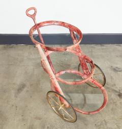 Aldo Tura Rose Lacquered Goatskin and Brass Bar Cart by Aldo Tura - 4364132