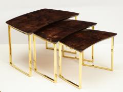 Aldo Tura SET OF THREE NESTING TABLES WITH ALDO TURA LACQUERED PARCHMENT TOPS - 1699944