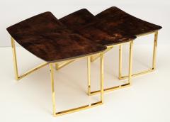 Aldo Tura SET OF THREE NESTING TABLES WITH ALDO TURA LACQUERED PARCHMENT TOPS - 1699958