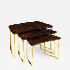 Aldo Tura SET OF THREE NESTING TABLES WITH ALDO TURA LACQUERED PARCHMENT TOPS - 1703098