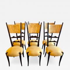 Aldo Tura Set of Six Italian Aldo Tura Side Dining Chairs in Goatskin and Parchment - 1292985