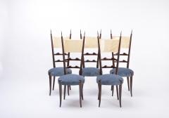 Aldo Tura Set of five Italian Mid Century Modern high back dining chairs by Aldo Tura - 1961238