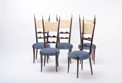 Aldo Tura Set of five Italian Mid Century Modern high back dining chairs by Aldo Tura - 1961239