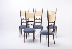 Aldo Tura Set of five Italian Mid Century Modern high back dining chairs by Aldo Tura - 1961242