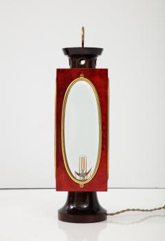 Aldo Tura Signed Red Velum and Lacquered Wood Table Lantern Lamp Aldo Tura Italy 1970s - 2934832