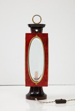 Aldo Tura Signed Red Velum and Lacquered Wood Table Lantern Lamp Aldo Tura Italy 1970s - 2934836