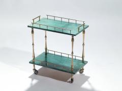 Aldo Tura Small Aldo Tura goatskin parchment bar cart 1950 s - 993111