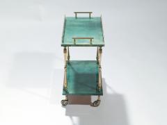 Aldo Tura Small Aldo Tura goatskin parchment bar cart 1950 s - 993117