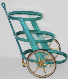 Aldo Tura Stylish Three Tier Lacquered Goatskin Bar Cart by Aldo Tura 1960 Italy - 3242741