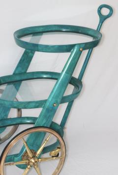 Aldo Tura Stylish Three Tier Lacquered Goatskin Bar Cart by Aldo Tura 1960 Italy - 3242742