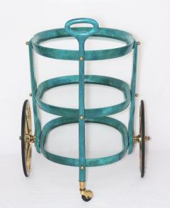 Aldo Tura Stylish Three Tier Lacquered Goatskin Bar Cart by Aldo Tura 1960 Italy - 3242748