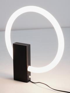 Aldo van den Nieuwelaar Minimalist Circular Tube Table Lamp with Black Steel Base Netherlands 1970s - 1882000