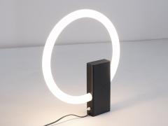 Aldo van den Nieuwelaar Minimalist Circular Tube Table Lamp with Black Steel Base Netherlands 1970s - 1882001