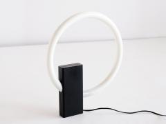 Aldo van den Nieuwelaar Minimalist Circular Tube Table Lamp with Black Steel Base Netherlands 1970s - 1882002