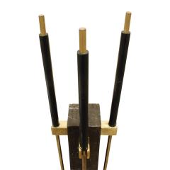 Alessandro Albrizzi Albrizzi Chic Fireplace Tool Set with Figured Black Marble and Brass 1970s - 785809