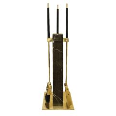 Alessandro Albrizzi Albrizzi Chic Fireplace Tool Set with Figured Black Marble and Brass 1970s - 785811