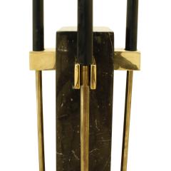 Alessandro Albrizzi Albrizzi Chic Fireplace Tool Set with Figured Black Marble and Brass 1970s - 785812