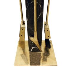 Alessandro Albrizzi Albrizzi Chic Fireplace Tool Set with Figured Black Marble and Brass 1970s - 785813