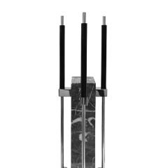 Alessandro Albrizzi Albrizzi Fireplace Tool Set In Figured Gray Marble And Chrome 1970s - 1484944