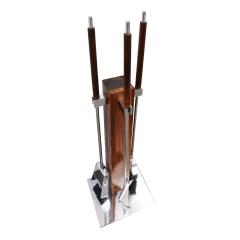 Alessandro Albrizzi Albrizzi Fireplace Tool Set With Mounting Post In Brazilian Rosewood 1970s - 1493354