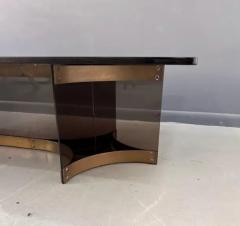 Alessandro Albrizzi Alessandro Albrizzzi Smoked Glass and Patinated Brass with Lucite Coffee Table - 3488325