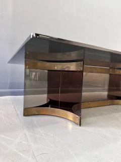 Alessandro Albrizzi Alessandro Albrizzzi Smoked Glass and Patinated Brass with Lucite Coffee Table - 3488330