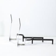 Alessandro Albrizzi Italian Mid Century Modern Chrome Andirons by Alessandro Albrizzi - 1866135