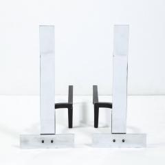 Alessandro Albrizzi Italian Mid Century Modern Chrome Andirons by Alessandro Albrizzi - 1866136