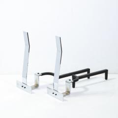 Alessandro Albrizzi Italian Mid Century Modern Chrome Andirons by Alessandro Albrizzi - 1866149