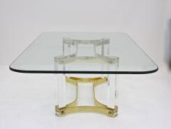 Alessandro Albrizzi Mid Century Lucite Brass Coffee Table by A Albrizzi Gilt Brass IT ca 1970 - 3985138