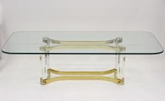 Alessandro Albrizzi Mid Century Lucite Brass Coffee Table by A Albrizzi Gilt Brass IT ca 1970 - 3985141
