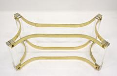 Alessandro Albrizzi Mid Century Lucite Brass Coffee Table by A Albrizzi Gilt Brass IT ca 1970 - 3985142