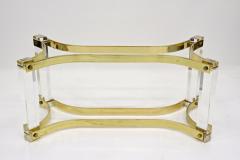 Alessandro Albrizzi Mid Century Lucite Brass Coffee Table by A Albrizzi Gilt Brass IT ca 1970 - 3985143