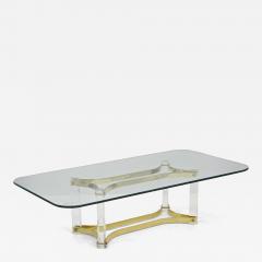 Alessandro Albrizzi Mid Century Lucite Brass Coffee Table by A Albrizzi Gilt Brass IT ca 1970 - 3985554