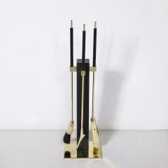 Alessandro Albrizzi Mid Century Modernist Three Piece Fire Tool Set in Brass by Alessandro Albrizzi - 3523687