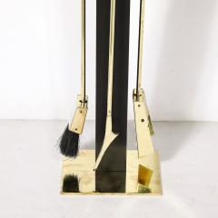 Alessandro Albrizzi Mid Century Modernist Three Piece Fire Tool Set in Brass by Alessandro Albrizzi - 3523703