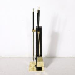 Alessandro Albrizzi Mid Century Modernist Three Piece Fire Tool Set in Brass by Alessandro Albrizzi - 3523806