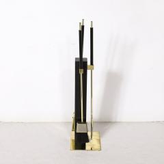 Alessandro Albrizzi Mid Century Modernist Three Piece Fire Tool Set in Brass by Alessandro Albrizzi - 3523837