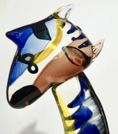 Alessandro Barbaro 2018 Italian Picasso Style Yellow Blue Crystal Murano Glass Modernist Sculpture - 1464451