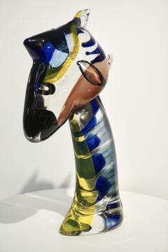 Alessandro Barbaro 2018 Italian Picasso Style Yellow Blue Crystal Murano Glass Modernist Sculpture - 1464454
