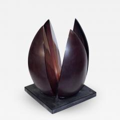 Alessandro Barbaro A Barbaro Abstract Flower Sculpture in a Dark Plum Murano Glass on Slate Base - 1317960